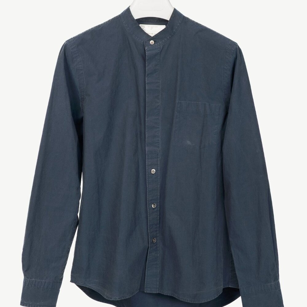 Sacai Navy Cotton Poplin Buttoned Shirt